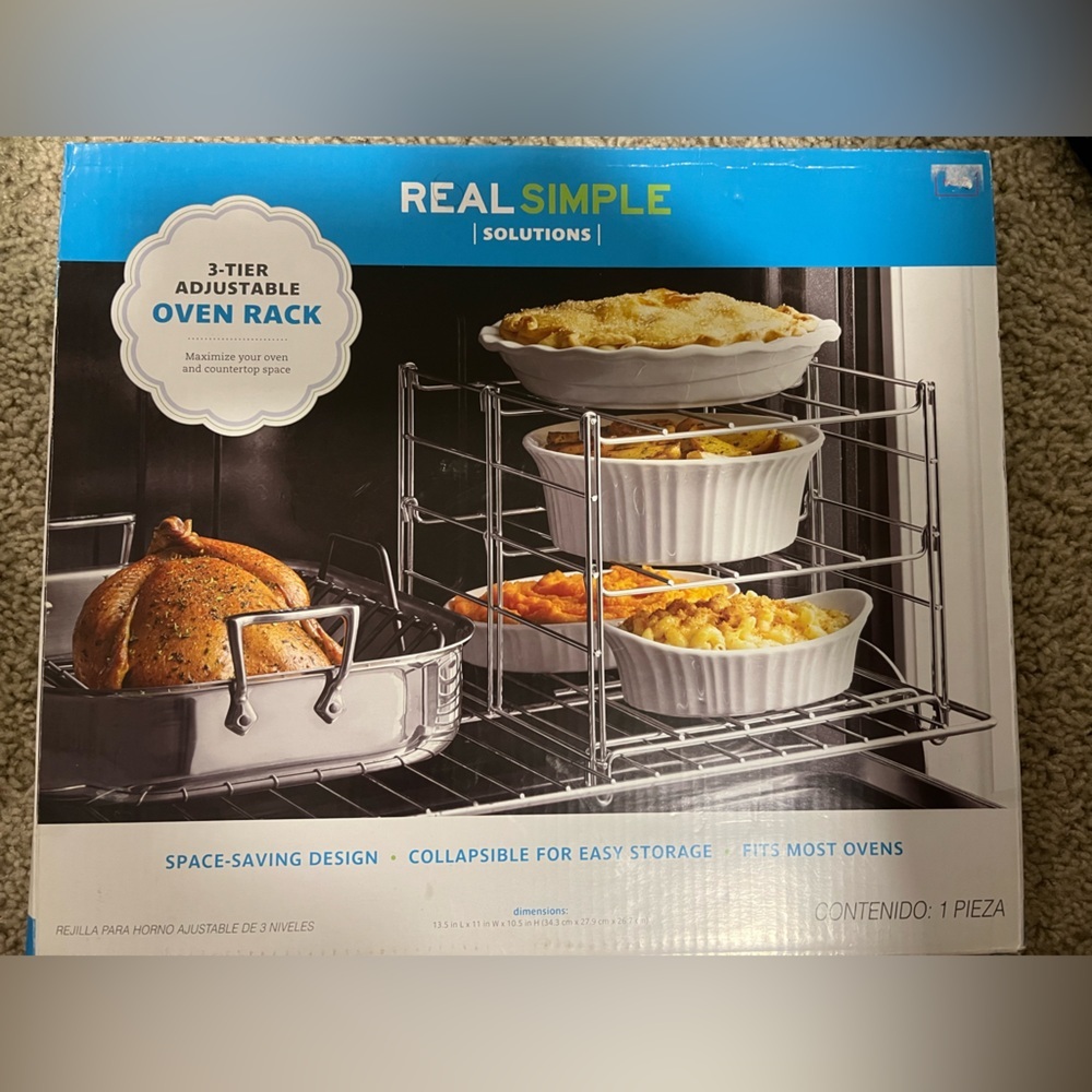 NWT Real Simple Solutions 3-Tier Adjustable Oven Rack Maximize Oven/Countertop